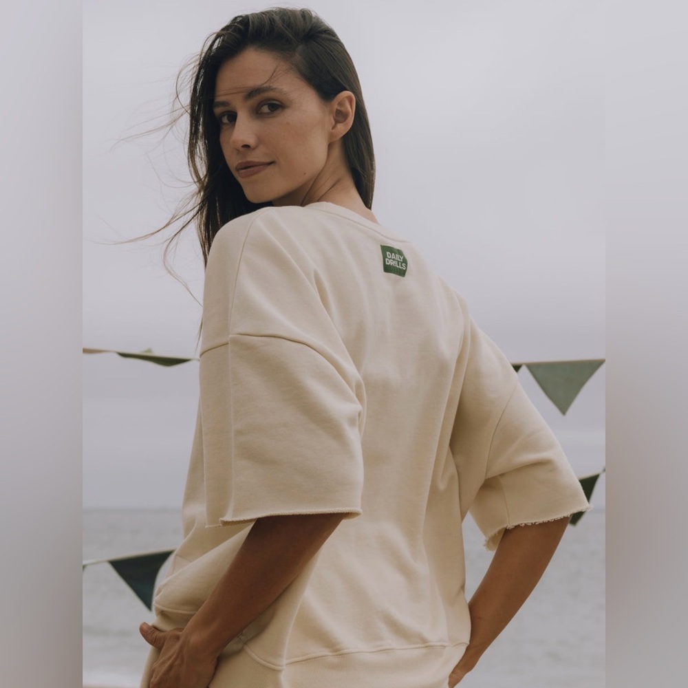 Daily Drills Cropped Sleeve Crew - Sand - Picture 2 of 7